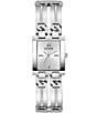 Color:Silver - Image 1 - Women's Analog Rectangular Case Stainless Steel Bracelet Watch