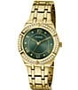 Color:Gold - Image 5 - Women's Cosmo Analog Crystal Gold Tone Stainless Steel Bracelet Watch