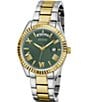 Color:Two Tone/Green - Image 5 - Unisex Luna Analog Two Tone Stainless Steel Bracelet Watch