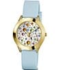 Color:Blue - Image 5 - Women's Multi Crystal Analog Blue Silicone Strap Watch