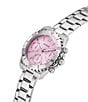 Guess Women's Multifunction Pink Dial Silver Stainless Steel Bracelet Watch, Color:Silver - Image 3