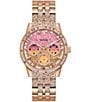 Color:Rose Gold - Image 1 - Women's Multifunction Rose Gold Glitz Stainless Steel Bracelet Watch
