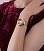 Color:Gold - Image 3 - Women's Quartz Analog Glitz Dial Gold Stainless Steel Bracelet Watch