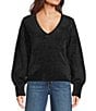 Guess Yuki Long Sleeve Fuzzy Sweater, Color:Black - Image 1