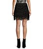 Color:Jet Black - Image 2 - Yuzi Mid Rise Layered Fringe Skirt