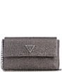 Guess Zalina Flap Rhinestone Mesh Clutch, Color:Silver - Image 1