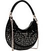 Guess Zalina Rhinestone Small Hobo Bag, Color:Black - Image 4