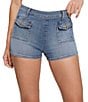 Color:Aegean - Image 1 - Zelia High Rise Flap Pocket Shorts