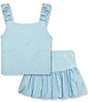 Habitual Big Girls Sleeveless Tank Top & Matching Skirt Set, Color:Light Blue - Image 1
