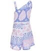 Habitual Big Girls Asymmetrical Printed Faux Wrap Romper, Color:Multi - Image 2