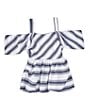 Color:White - Image 1 - Big Girls 7-16 Cold-Shoulder Striped Babydoll Top