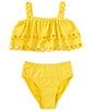 Color:Yellow - Image 1 - Big Girls 7-16 Eyelet Scallop Two-Piece Swimsuit