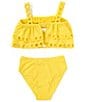 Color:Yellow - Image 2 - Big Girls 7-16 Eyelet Scallop Two-Piece Swimsuit