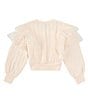 Color:Light Peach - Image 2 - Big Girls 7-16 Long Sleeve Organza-Ruffle Sweater