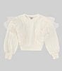 Color:Off-White - Image 1 - Big Girls 7-16 Long Sleeve Organza-Ruffle Sweater