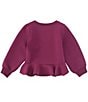 Color:Plum - Image 2 - Big Girls 7-16 Long Sleeve Scuba Knit Peplum Top