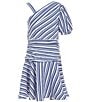 Color:Navy - Image 1 - Big Girls 7-16 One-Shoulder Striped Fit-And-Flare Dress