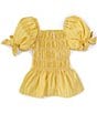 Color:Yellow - Image 1 - Big Girls 7-16 Puffed-Sleeve Striped Peasant Top
