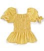 Color:Yellow - Image 2 - Big Girls 7-16 Puffed-Sleeve Striped Peasant Top