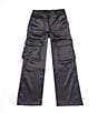 Color:Black - Image 1 - Big Girls 7-16 Satin Cargo Pants