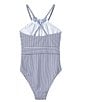 Color:Stripe - Image 2 - Big Girls 7-16 Scarlett Stripe with Tie One-Piece Swimsuit