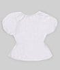 Color:White - Image 2 - Big Girls 7-16 Short Puff Sleeve Cutout Top