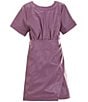 Color:Purple - Image 1 - Big Girls 7-16 Short Sleeve Coated Wrap Dress