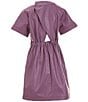 Color:Purple - Image 2 - Big Girls 7-16 Short Sleeve Coated Wrap Dress