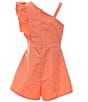 Habitual Big Girls Sleeveless Asymmetrical-Neck Romper, Color:Coral - Image 2