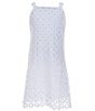 Color:White - Image 1 - Big Girls 7-16 Sleeveless Fringed-Trimmed Crocheted Sheath Dress