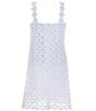 Color:White - Image 2 - Big Girls 7-16 Sleeveless Fringed-Trimmed Crocheted Sheath Dress