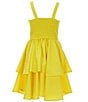 Color:Yellow - Image 2 - Big Girls 7-16 Sleeveless Tiered 3D Floral Dress