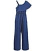 Color:Navy - Image 2 - Big Girls 7-16 Twisted-Shawl-Collar Jumpsuit