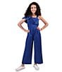 Color:Navy - Image 3 - Big Girls 7-16 Twisted-Shawl-Collar Jumpsuit