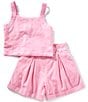 Habitual Big Girls Two-Piece Tank With Pleated Short Set, Color:Light Pink - Image 1