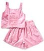 Habitual Big Girls Two-Piece Tank With Pleated Short Set, Color:Light Pink - Image 2