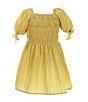 Color:Yellow - Image 1 - Little Girls 2T-6 Bubble Sleeve Striped Fit & Flare Dress