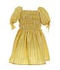 Color:Yellow - Image 2 - Little Girls 2T-6 Bubble Sleeve Striped Fit & Flare Dress