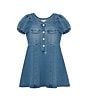 Color:LT Stone - Image 1 - Little Girls 2T-6 Puff Sleeve Fit-And-Flare Dress