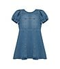 Color:LT Stone - Image 2 - Little Girls 2T-6 Puff Sleeve Fit-And-Flare Dress