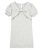Color:Grey - Image 1 - Little Girls 2T-6X A-line Puff Sleeve Bow Dress