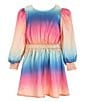 Color:Multi - Image 1 - Little Girls 3T-6 Long Sleeve Ombre Stain Dress