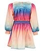 Color:Multi - Image 2 - Little Girls 3T-6 Long Sleeve Ombre Stain Dress
