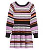 Color:Multi - Image 2 - Little Girls 4-6X Striped Sweater Dress