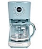 Color:Blue - Image 1 - Brighton Drip Coffee Maker 12 Cup Countertop Coffee Machine for Home with Glass Coffee Carafe -Vintage Retro Kitchen