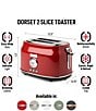 Haden Dorset 2 Slice Toaster Stainless Steel Wide Slot with Removable Crumb Tray and Control Settings Ivory and Chrome, Color:Red/Chrome - Image 3