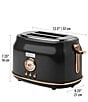 Color:Black - Image 5 - Dorset 2 Slice Toaster Stainless Steel Wide Slot with Removable Crumb Tray and Control Settings