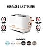 Color:White - Image 6 - Heritage 2 Slice Toaster Stainless Steel Wide Slot with Removable Crumb Tray and Control Settings