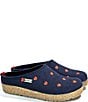 Color:Navy - Image 1 - Cuoricini Heart Embroidered Wool Felt Clogs