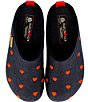 Color:Navy - Image 6 - Cuoricini Heart Embroidered Wool Felt Clogs